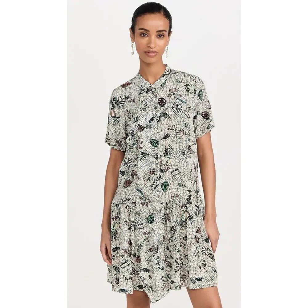 Ulla Johnson Adalyn Dress Botanical Mist 100% Silk Floral Print size 4